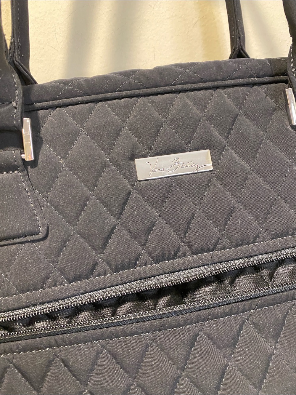 Vera Bradley Quilted Grand Black Travel Tote Bag With Long Strap - Picture 2 of 14